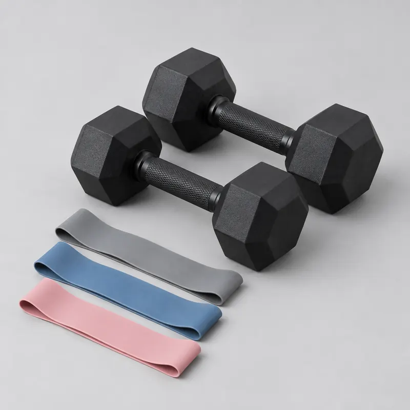 Dumbbells, bands and home training — Similar product shown