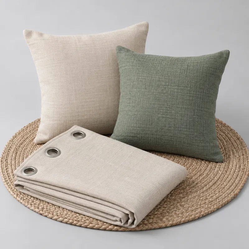 Curtains, rugs and cushions — Similar product shown