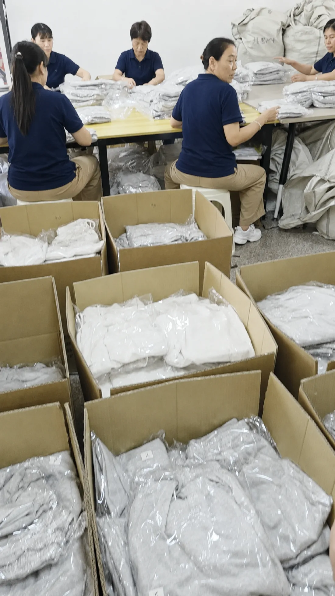 Garments packed into cartons and checked before dispatch