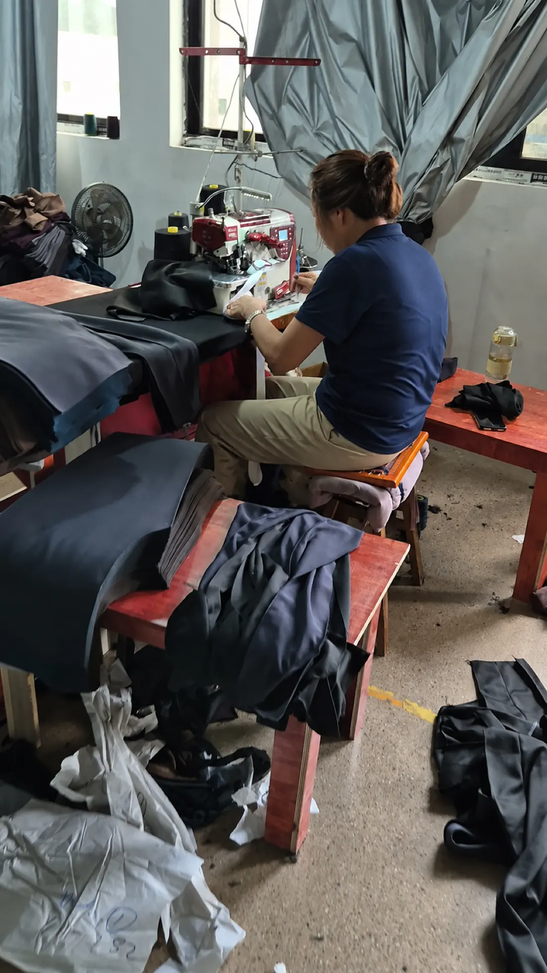 Garment on the sewing line during production